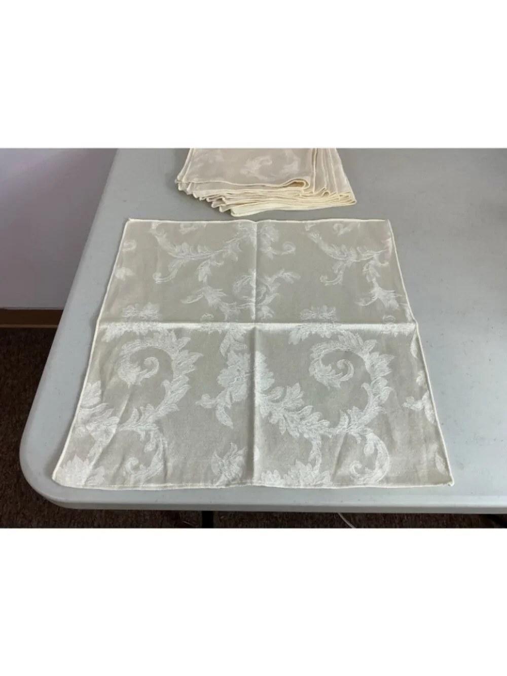Vintage Ivory Damask Table Napkins Lot of 8